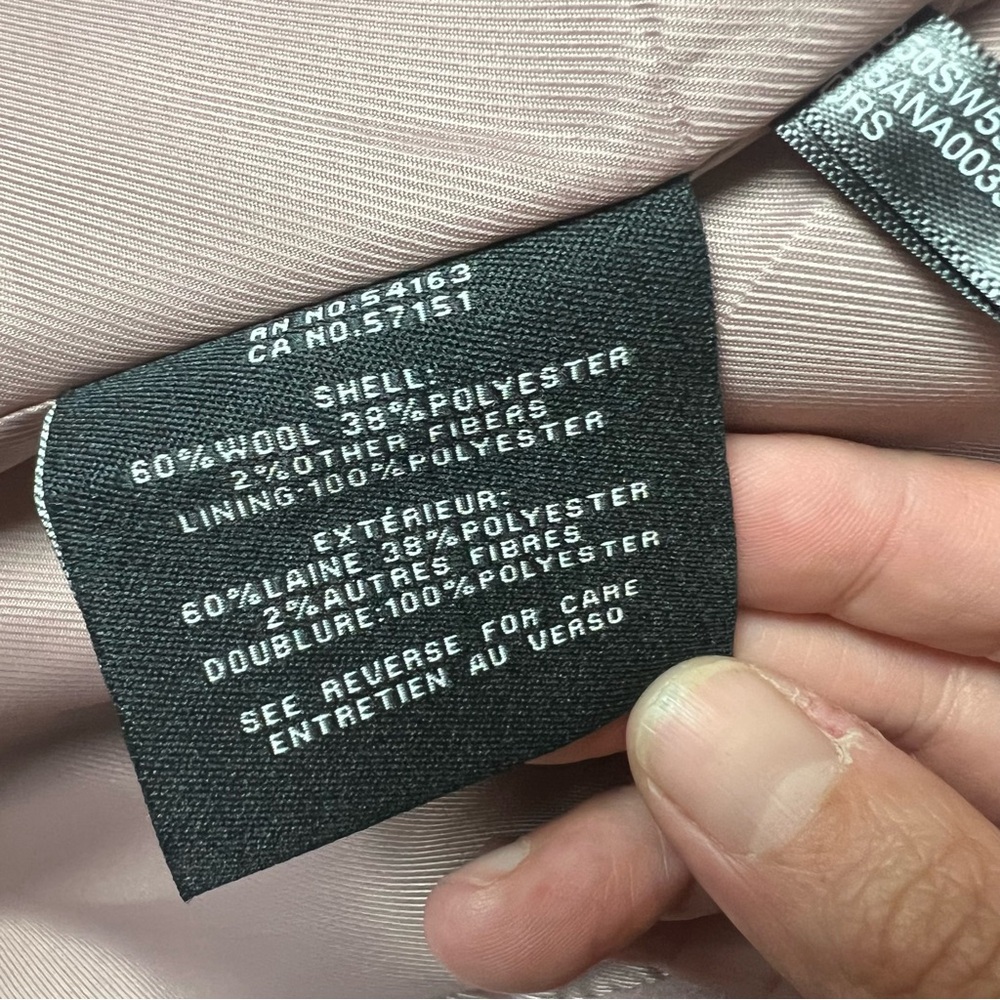 Cole Haan - Women’s Slick Wool Blend Wrap Coat Shawl Collar Belted Pink - Sz. 8 - Picture 10 of 11